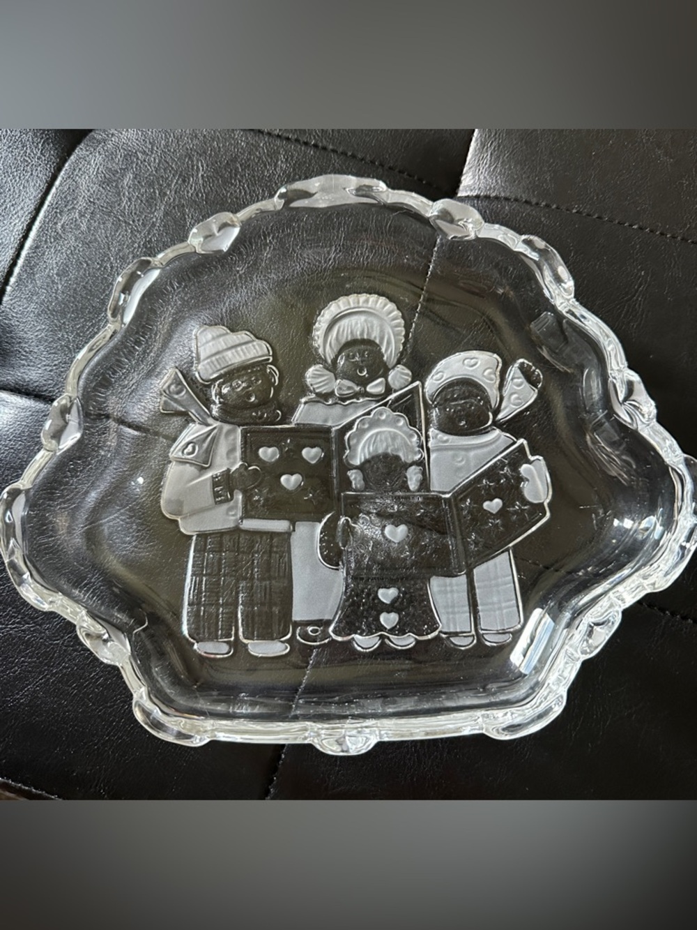 Mikasa Clear Glass Holiday Carolers Decorative Candy Dish